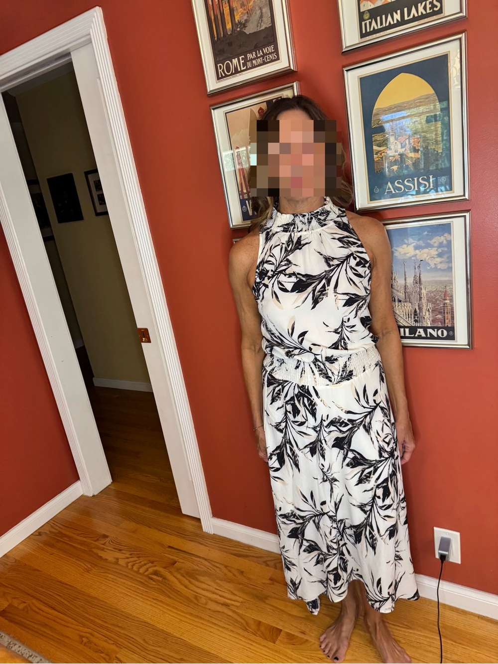 Veronica M NWT Hector High Neck Smocked Maxi Dress Size M